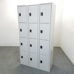 【定価約11万円】【貴重品入れやシューズボックスにお勧め！12人用のロッカー入荷！】■KD-34 　■12人用更衣ロッカー　■シリンダー錠　■ニューグレー(取っ手ブラック)