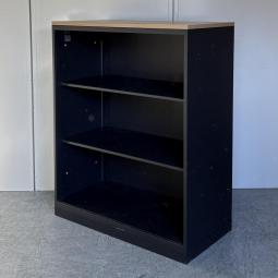 【在庫セール品・1台限定】【T2】■イトーキ(ITOKI)製　エスキャビネット(eS)シリーズ　オープン書庫　ローキャビネット　W900×D450㎜　■本体：ブラック/天板：木目ナチュラル【見える化とコスパにフォーカスしたオープン書庫！ レアなブラックカラーで入荷！】