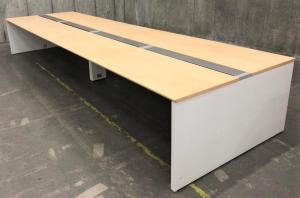 【関西倉庫入荷】■内田洋行/アルプレス　フリーアドレスデスク　幅4800㎜×奥行1400mm　■天板ナチュラル×脚ホワイト【8名での利用に最適なサイズ！】