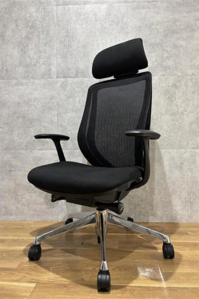 【前傾チルト機能付き】【オカムラ製品で最も人気を集める高機能メッシュチェア！】■オカムラ(okamura)製　シルフィ(Sylphy)チェア　肘付ハイバック　背面メッシュ　■固定肘・ヘッドレスト付き　■ブラック×ブラックシェル【AD】
                        シルフィーメッシュ
                                    中古
            