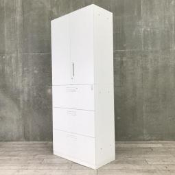 【書類の整理に困ったらこの商品！大容量でスッキリ収納！】■コクヨ（KOKUYO）製　エディアシリーズ　上下書庫セット（両開き＋3段ラテラル）　■W900×D450×2160ｍｍ　■ホワイト