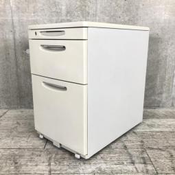 ■オカムラ（okamura）製　SDシリーズ　3段ワゴン　デスクインワゴン　H610mm　■ライトグレー　■シリンダー錠 【弊社使用欄：A01032360】