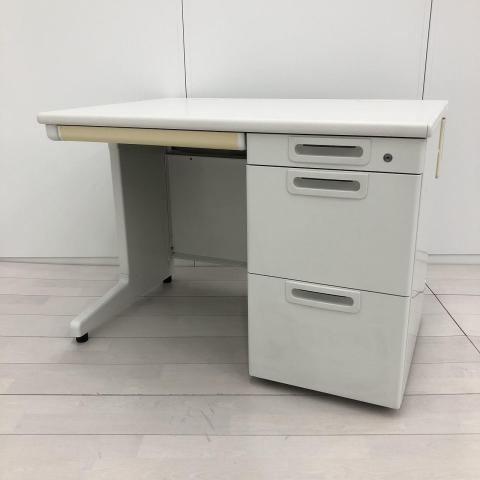 【収納も充実の片袖机！収納とワークスペースの両立！コンパクトサイズの幅1000㎜！】■プラス（PLUS）製　LA Deskシリーズ　片袖机　W1000×D700㎜　■ホワイト　【弊社使用欄：A01058095】