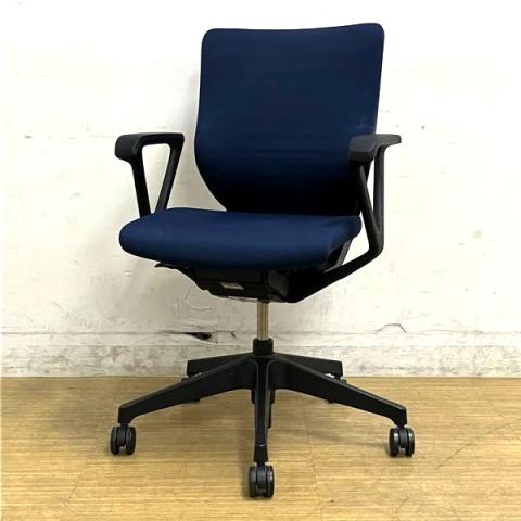 イトーキ　エピオス　ロ－バックモデル　ループ肘（固定肘）　クロスタイプ　ネイビーブルー×ブラック　フリーロッキング