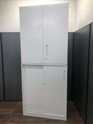 【大量収納に加えセキュリティも安心！】使い勝手の良い組み合わせ！
 ■内田洋行/HS（ハイパーストレージ）/ホワイト　上下書庫セット（両開き+引き違い）