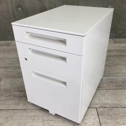 【シンプルなデザインはどんな空間にもマッチします！平机のお供としてもオススメ！】■イナバ（Inaba）製　Sワゴンシリーズ　3段ワゴン　デスクインワゴン　■シリンダー錠　■ホワイト