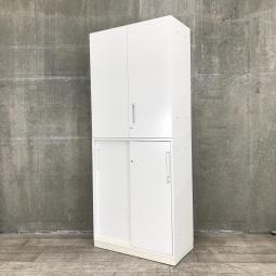 【便利な組み合わせの書庫セット！両開きと引き違いのキャビネット！】■コクヨ（KOKUYO）　エディア（EDIA）　両開き＋引き違い（2枚扉）　書庫セット　ハイキャビネット　■ホワイト【在庫入替えセール！】【AD】