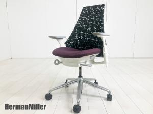 HermanMiller/ハーマンミラー　セイルチェア　前傾機能付き　フルアジャスタブルアーム　ランバー付　パープルｘイームズドット柄