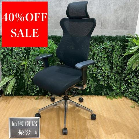 《在庫入替セール/㉕/9》《限定1脚》イトーキ製の人気オフィスチェア【セクア/可動肘/ヘッドレスト付き】が値下されました！　＊良品を格安で！「オフィスバスターズ福岡南店」は、福岡を拠点として、全国へ中古オフィス用品・オフィス家具を提供しております。