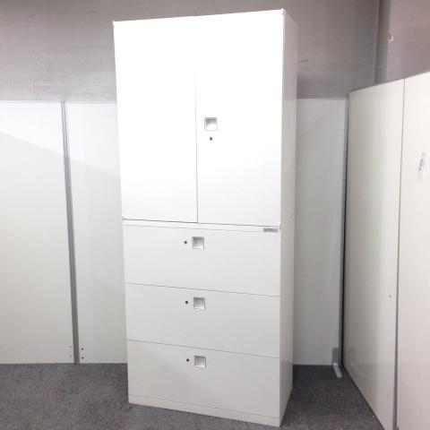 【中古】レクトライン  オカムラ（okamura） ハイキャビネット／両開き＋3段ラテラル