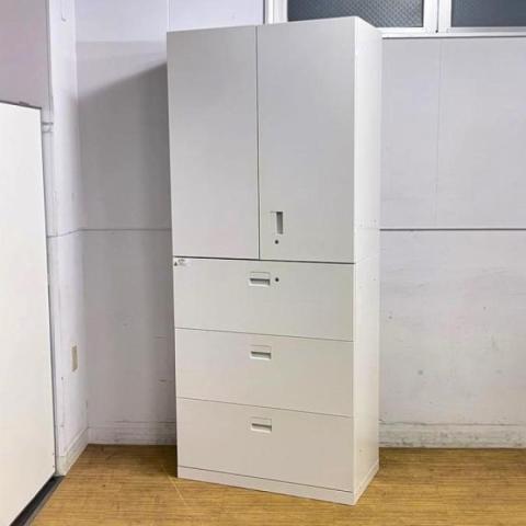 【中古】エスキャビネット H1-M1090HV8-W9　H1-M1090AAS-W9 イトーキ（ITOKI） ハイキャビネット／両開き＋3段ラテラル