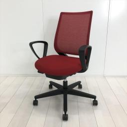 【すっきりと上質なデザイン!快適な座り心地を実現するオフィスチェア!】■コクヨ(KOKUYO)製 ミトラ(Mitra)チェア 肘付き ローバック 背面メッシュ ■サークル肘 ■カーマイン(レッド)×ブラックシェル