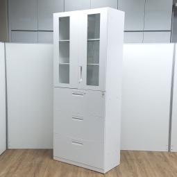 中古】DSK書庫 ダイシン工業 ハイキャビネット／両開き＋3段ラテラル