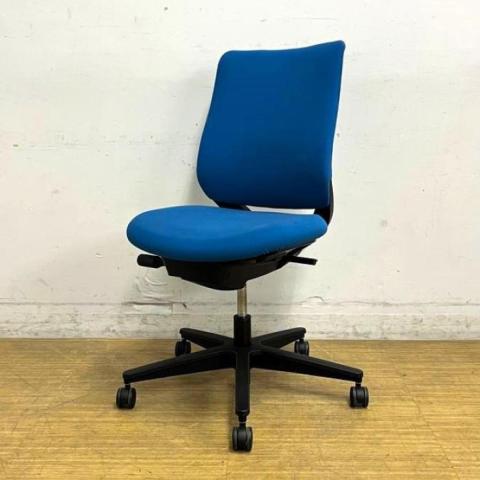 【在庫入替セール】コクヨ　ミトラ2　肘無しチェア　背ファブリックタイプ　ターコイズブルー×ブラック　【愛知・名古屋・豊田・静岡・浜松】