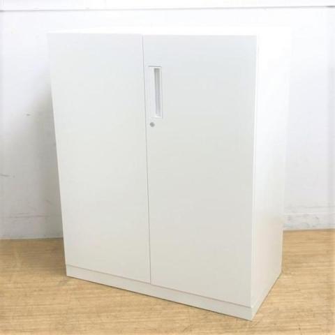 【収納物がひとめで分かる両開き戸タイプ！】■コクヨ（KOKUYO）製　エディア（EDIA）シリーズ　両開き書庫　ローキャビネット　H1100㎜　■ホワイト　■シリンダー錠【入替セールにつき20%OFF！】