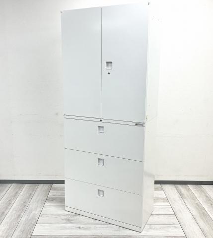 【中古】レクトライン 4P313Y ZA75/4BG3ZC ZA75 オカムラ（okamura） ハイキャビネット／両開き＋3段ラテラル