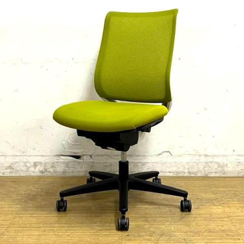 コクヨ ミトラ 肘無しローバック 張地ライトオリーブ×フレームホワイト 背もたれメッシュ お買い求めやすい価格帯の軽快なメッシュチェア