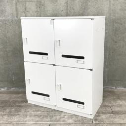 【フリーアドレスやコワーキングオフィスの相棒！】■イトーキ（ITOKI）製　4人用パーソナルロッカー　メールロッカー　モバイルロッカー　W900×D450×H1120㎜　■投函口あり　■ダイヤル錠　■天板付き　■ホワイト　【弊社使用欄：A01043800】【ID】