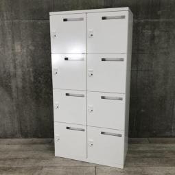 【鍵の持ち運びが不要なダイヤル錠タイプ！】■オカムラ（okamura）製　レクトラインシリーズ　8人用メールロッカー　■W900×D450×H1810㎜　■ダイヤル錠　■ホワイト　【弊社使用欄：A01058030】【ID】