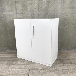 【収納物を見渡しやすいコンパクトな両開き書庫！A4ファイルも楽々収納！】■ウチダ（UCHIDA）製　ハイパーストレージ（HS）シリーズ　両開き　ローキャビネット　W900×D450×H950㎜　■ホワイト　■シリンダー錠