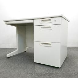 【在庫入替セール】【収納とワークスペースの両立！横幅1000㎜サイズ！】■プラス（PLUS）製　LAデスクシリーズ　片袖机　W1000×D700×H700㎜　■シリンダー錠　■ニューグレー【T2】