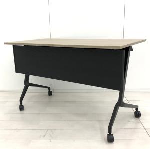 【いま流行りのオシャンティな木目デザイン！】■イトーキ製　サイドスタックテーブル　W1200×D600×H720mm　幕板パネル付　■使い方自由自在！フレキシブルに活躍！【ITOKI　Slent】【ABW】