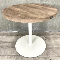 【在庫入替セール品】【リフレッシュスペースやカフェスペースにおすすめ！シックな木目天板の丸テーブル！】■オカムラ（okamura）製　アルトピアッツァ（Alt Piazza）シリーズ　丸テーブル　カフェテーブル　■幅750㎜×高さ720㎜　■木目ダーク天板×ホワイト脚【弊社使用欄：A01015641】