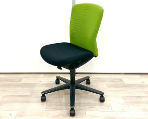 ■内田洋行　（UCHIDA）製　■ルディオチェア　■ミドルバック　■肘無し　■クリアグリーン×ブラックシェル　【弊社使用欄：A01058328 K】