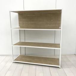 ※近日入荷商品※【オシャレに収納・展示可能！】■ラック　オープンシェルフ　■木目調ナチュラル天板　ホワイトフレーム　中古家具　九州最大級　《オフィスバスターズ福岡博多店は、福岡を拠点として、日本全国へ中古オフィス用品・オフィス家具を提供しております》