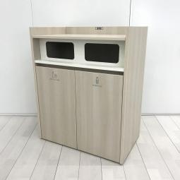 【キャスター付きで移動らくらく！】■オカムラ（okamura）製　トラッシュユニット　ダストボックス　ゴミ箱×２付き　■キャスター付き　■木目ナチュラル　■ABW　【弊社使用欄：A01055237】【KN】