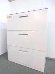 【西】～省スペースで大量収納～【ウチダ】【HS】【3段ラテラル】【ローキャビネット】【ホワイト】【書庫】【書棚】【棚】【ラック】【収納】【格安】【安い】