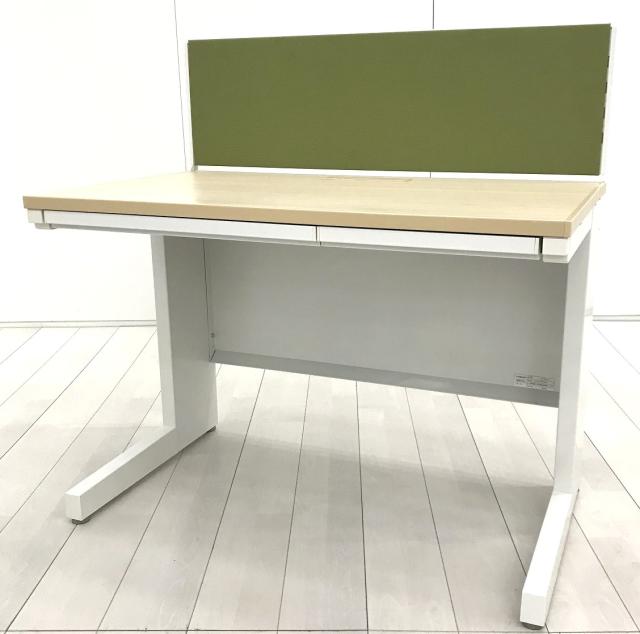 【☆デスクトップパーティション付!中古レア商品!】■ウチダ スカエナシリーズ 平デスク W1000×D600×H700mm パネルH300mm ■いま流行りのオシャンティな木目デザイン!