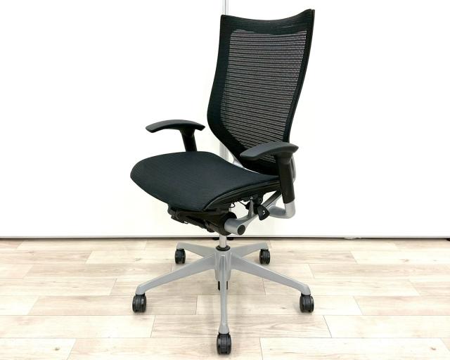 【中古】バロンメッシュチェア  オカムラ（okamura） 肘付ハイバックチェア