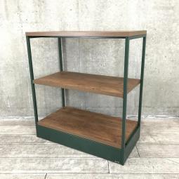【オシャレに収納・展示可能！】■オカムラ（okamura）製　ライブスシェルフ シェルフユニット　■W900×D450×H1000mm　■
本体：ダークグリーン　棚板：木目ダーク