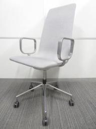 【オシャレで上質なデザイン！】※背裏上部に破れがあるためお安く！　■ウチダ　ルタチェア　肘付　グレイ　【UCHIDA　RUTA】★