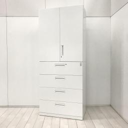 【収納力に自信あり】【オフィスの必需品！大容量で嬉しい！珍しい4段ラテラルの書庫セット！】■コクヨ(KOKUYO)製　エディア(EDIA)シリーズ　両開き＋4段ラテラル　書庫セット　H2160㎜　■シリンダー錠　■ホワイト【2511】弊社使用欄【A01059327/A01044902】