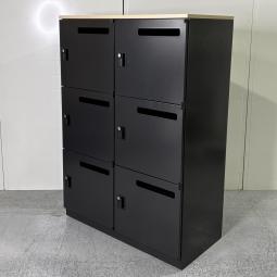 【鍵の持ち運び要らずで便利に使える！フレキシブルな働き方に対応！】■ウチダ（UCHIDA）　HSシリーズ　6人用パーソナルロッカー　■メール投函口付　■ダイヤル　■ブラック