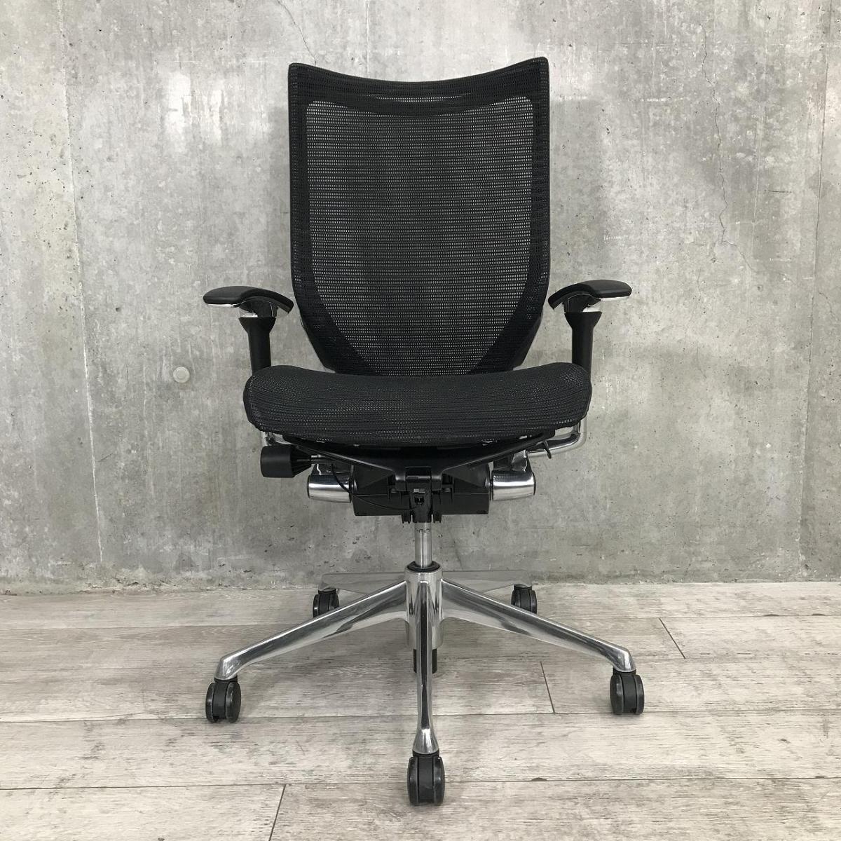 中古】バロンメッシュチェア オカムラ/okamura 肘付ハイバックチェア