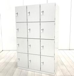 【省スペースで多人数分収納できます！】■ウチダ　12人用ロッカー　3列4段収納タイプ　H1460mm　オフホワイト　シリンダー錠【UCHIDA　Lｰrage】【貴重品ロッカー】【ABW】