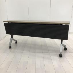 【3/3(火)入荷予定商品！】【折り畳み収納可能！省スペースにお勧めなスタックテーブル！】■コクヨ(KOKUYO)製　サイドスタックテーブル　W1500×D450㎜　■幕板付き　■木目ナチュラル　【2～3名の使用にお勧めです】