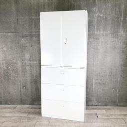 希少/省スペース/人気　オカムラ(okamura)製　SAデュオラインシリーズ　両開き×3段ラテラル書庫セット　幅80cm×奥行き45cm