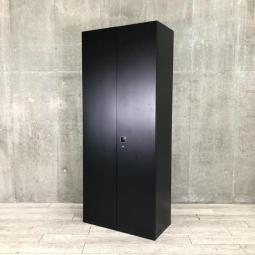 【在庫セール品・1台限定】【T3】オカムラ　レクトラインシリーズ　両開き書庫　ハイキャビネット　W900×D450×H2150mm　■ブラック　■シリンダー錠【豊富な収納スペースでオフィス書類をスッキリ整理！　希少な美品ブラック！】
