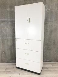 【オフィス書類を一気に整理！】■生興製　上下書庫セット（両開き+３段ラテラル）　ホワイト　※キズあり商品のためお安く！【SEIKO　QUWALL RW】