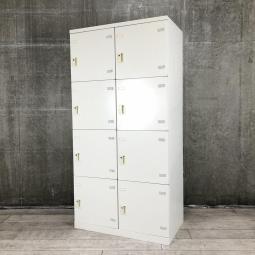 【在庫入替セール】【省スペースに設置できます！2列4段の8人用！増員にもオススメ！】■生興（SEIKO）製　SLBシリーズ　8人用パーソナルロッカー　W900×D515×H1800㎜　■シリンダー錠　■ホワイト