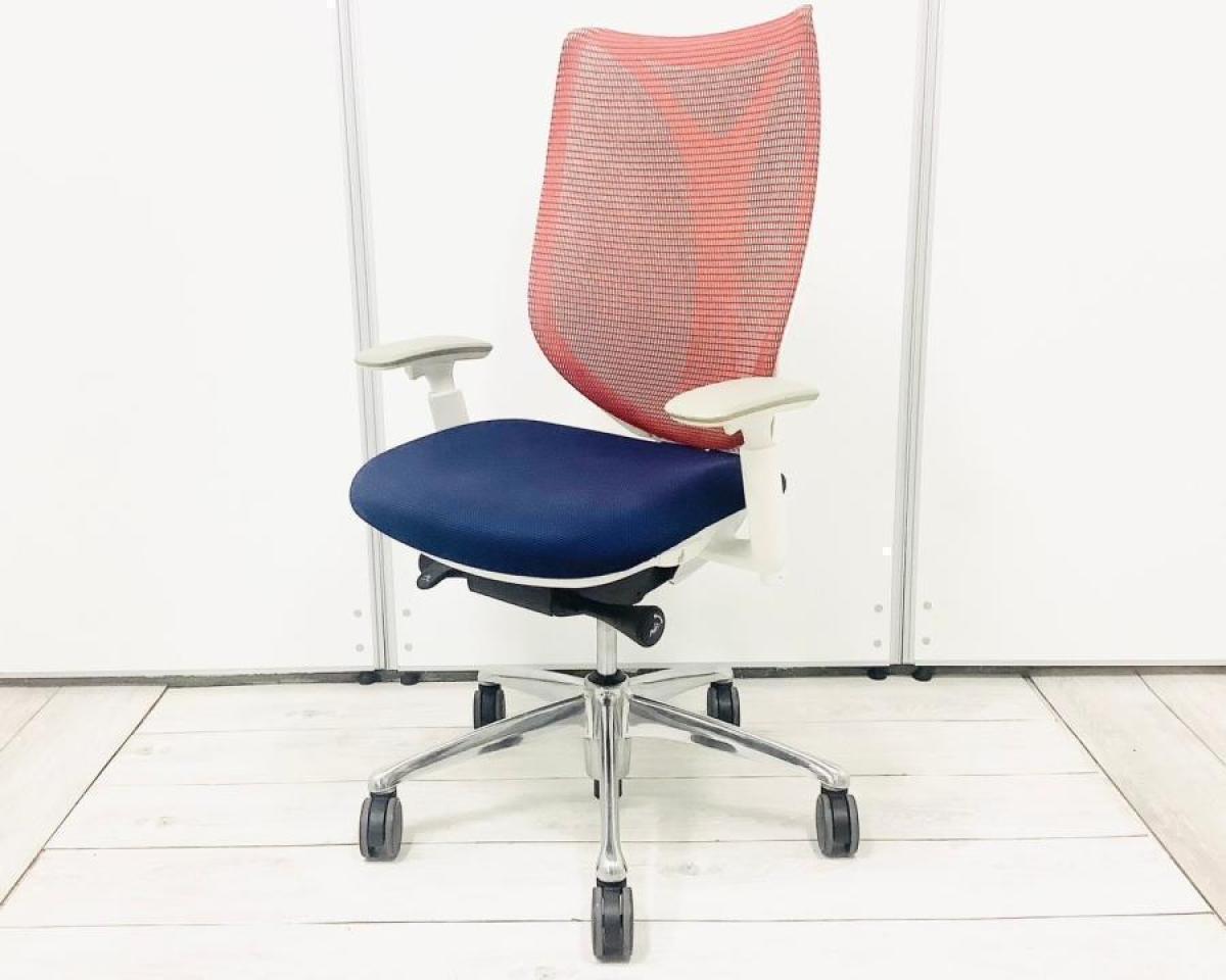 【在庫セール品・2脚限定】【T3】■Okamura/オカムラ ・Sabrina/サブリナ　肘付ハイバック　■座面：ダークブルー　背面：レッド　■デザインアーム（可動肘）　■ホワイトフレーム
                        サブリナ
                                    中古
            