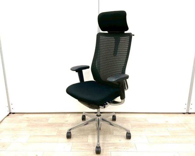 【中古】コーラルメッシュ CQ8BBR FSH1 オカムラ（okamura） 肘付ハイバックチェア