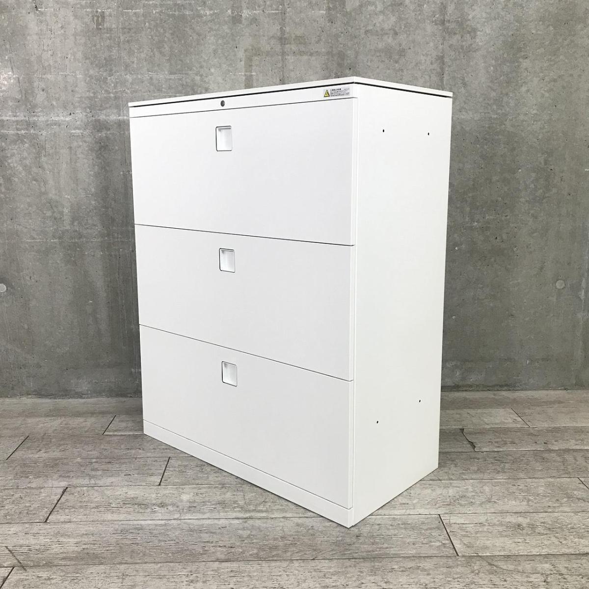 【使いやすさで選ぶならコレ！大容量の三段キャビネット】■オカムラ（Okamura）製　レクトラインシリーズ（Rectline）　3段ラテラル書庫　ローキャビネット　■天板付き　■シリンダー錠【IB】
                        レクトライン
                                    中古
            