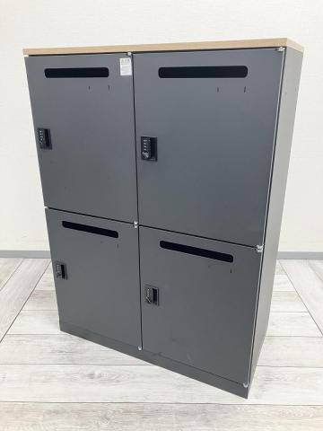 【関東倉庫在庫品】ロット入荷！　■４人用パーソナルロッカー　■イトーキ　■シンライン　■シックなブラック×木目天板　※非常開錠キーは別売り　■オフィスバスターズ梅田本店