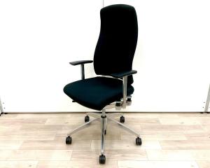 ■プラス(PLUS)製　■リオルガ(Reorga)チェア　■■肘付き/固定肘　■ポルカドットクロスタイプ　■ハイバック　■ブラック　【弊社使用欄：A01058227】【ID】