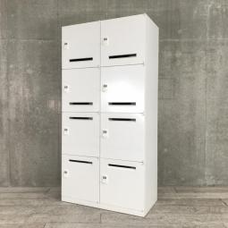 【フリーアドレスのオフィスにオススメ！鍵の持ち歩き不要なダイヤル錠タイプ！】■オカムラ(okamura)製　レクトラインシリーズ　8人用ロッカー　パーソナルロッカー　■投函口有り　■ダイヤル錠　■ホワイト　※非常解錠キーは付属しておりません。必要なお客様はご相談くださいませ。